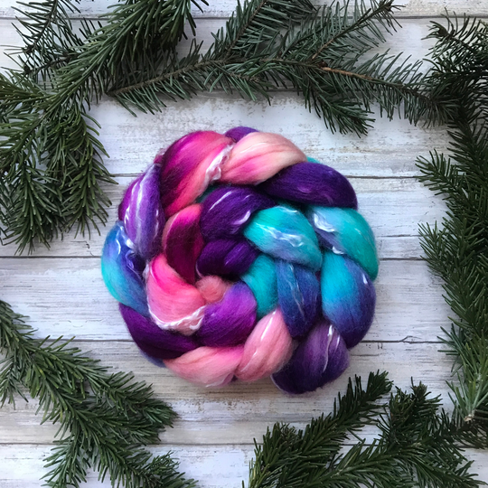 Merino Tencel Blend "Mai Tai" - Hand Dyed Combed Top 23 Micron Spinning Fiber Wool Roving