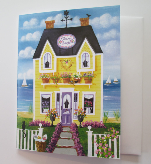 Flower Shop Blank Card With Envelope Artwork By Kim Leo
