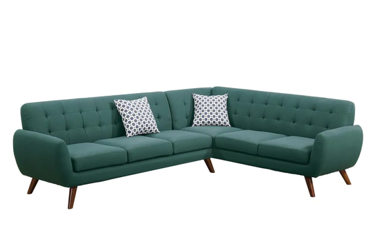 Poundex Galiana Midcentury Laguna Polyester/Blend Sectional in Blue | F6963