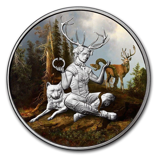 Celtic Lore Cernunnos | Lord Of The Wild Things 1 Oz Silver Colorized Proof Roundrare1000 Limited Mintage