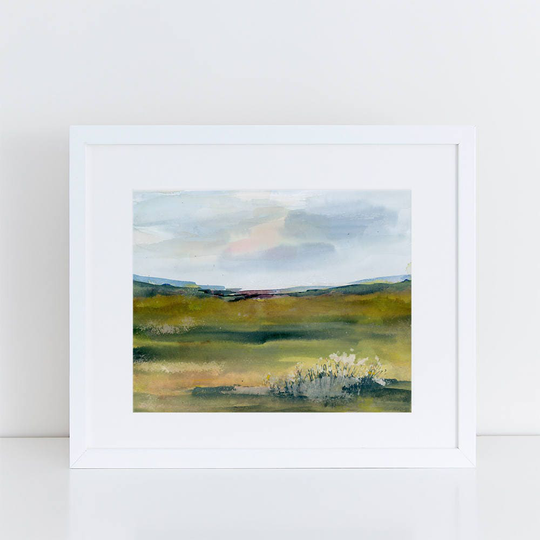 Abstract Landscape, Minimalist Art, Watercolor Print, Modern Beach, Pink, Landscape Art Print, Expressionist