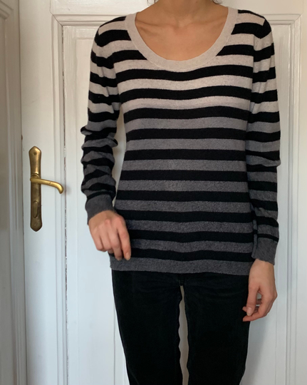 Vintage Calvin Klein Wool Blend Knitted Stripped Crewneck Sweater Jumper Sailor Size L Women