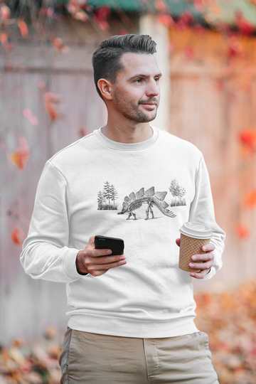 Dinosaur Sweater, Unisex Heavy Blend Crewneck Sweatshirt, Comfy Pullover, Paleontology, Dino Apparel, Stegosaurus Gift, Sketch On Sweater