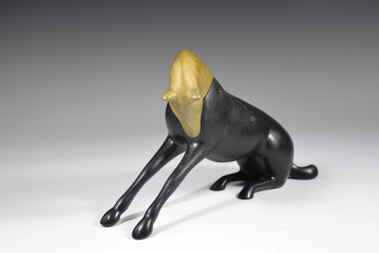 Vintage Collection Artist Signed Loet Vanderveen Brass Metal Black With Gold Color Horse Figure Statue