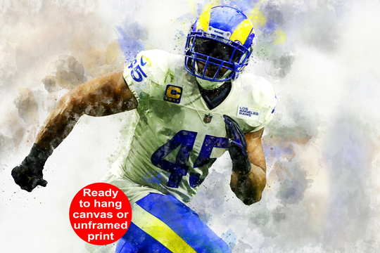 Bobby Wagner Watercolor, La Rams Wall Art, Los Angeles Poster On Canvas