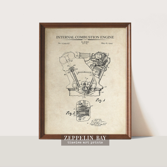 Gift For Mechanic, Henry Ford Art Print, Internal Combustion Engine Patent Art, Vintage Invention Wall