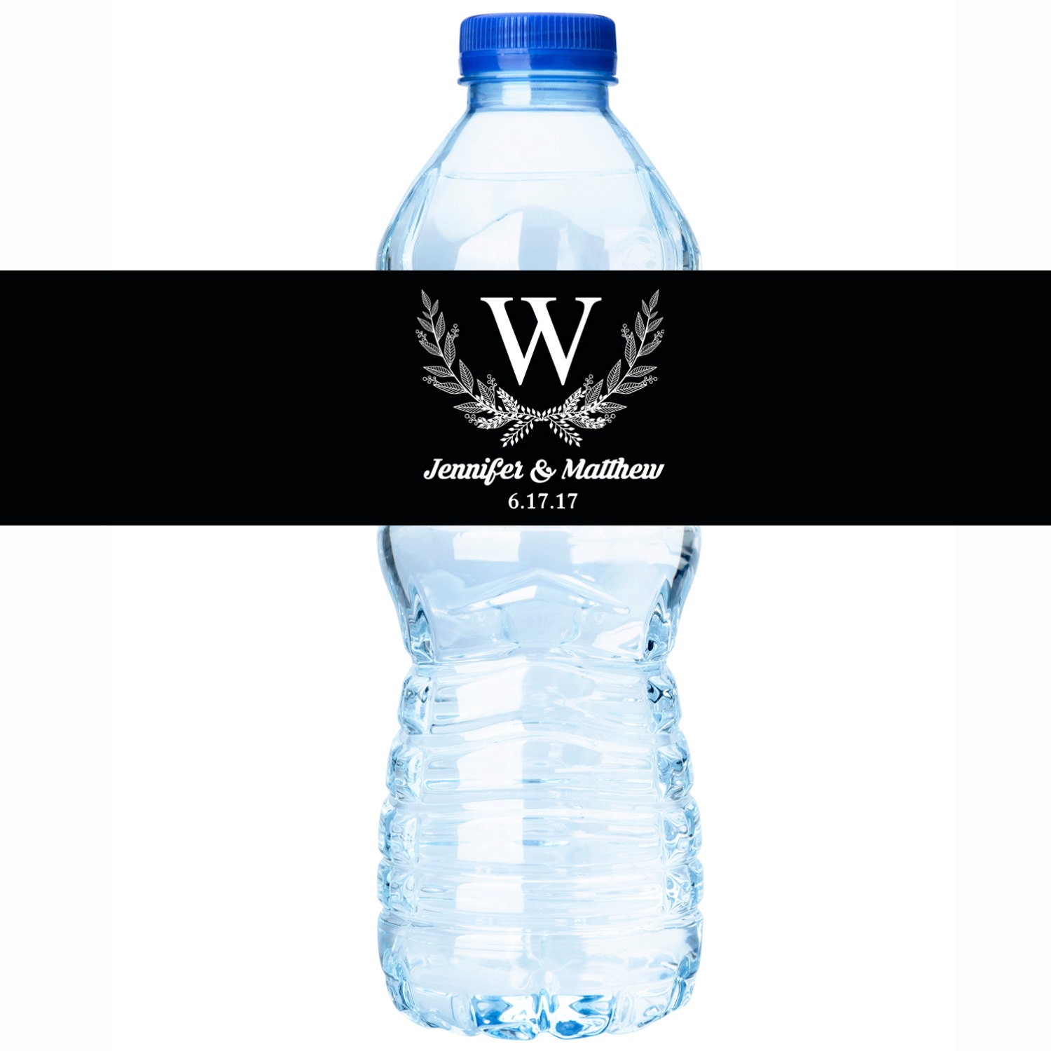 30 Wedding Water Bottle Labels - Monogram Custom Decor Favors Wraps