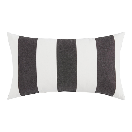Sunbrella Cabana Stripe Outdoor Patio Lumbar Pillow: Black - Acrylic by World Market