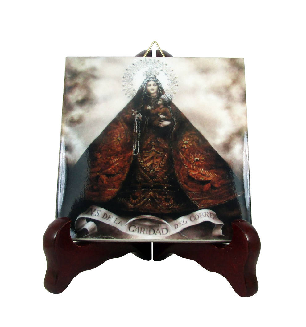 Religious Gifts - Virgin Of Charity Our Lady El Cobre Catholic Icon On Tile Religious Gift Plaque Caridad Del