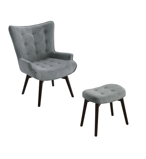 Furniture of America Murdoch Midcentury 2-Piece Polyester/Polyester Blend Gray Living Room Set | IDF-AC6164