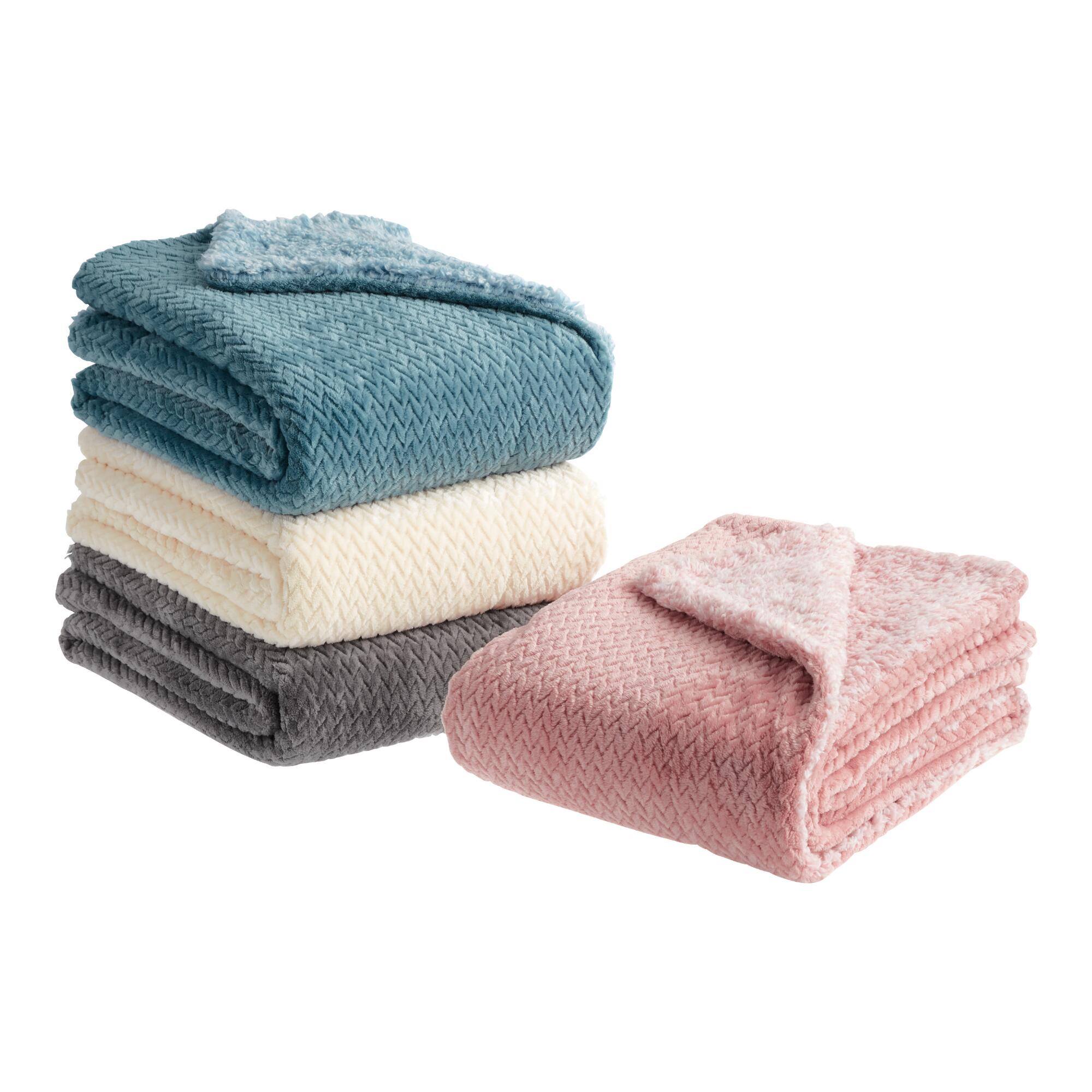 Soft Sherpa Throw Blanket: Cream - Polyester - 24" Square by World Market