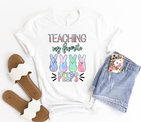 Teaching My Favorite Peeps, Easter Shirt, Spring Teacher Watercolor, Gift, Unisex T-Shirt