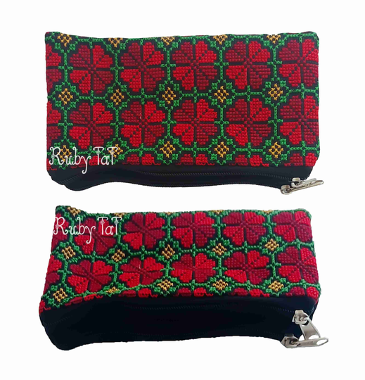 Palestinian Jordanian Embroidered Cross Stitched Beautiful Handmade Embroidery Wallet