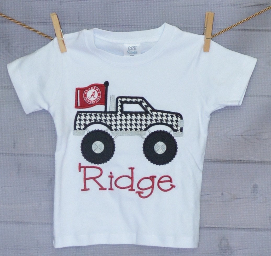 Boys Personalized Football Monster Truck Applique Shirt Or Bodysuit Boy
