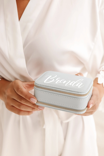 Bridesmaid Jewelry Box, Zipper Personalized Storage, Leather Travel Case, Box With Mirror