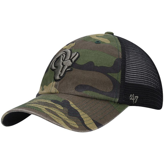 Men's '47 Camo Los Angeles Rams Branson Clean Up Trucker Hat, Green