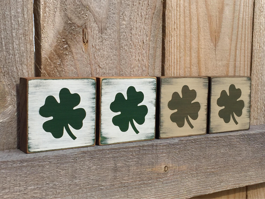Distressed Clover Block, St. Patrick's Day Decor, Irish Decor