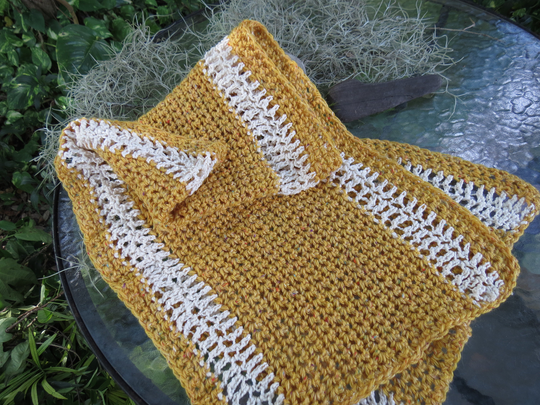 Golden Yellow Wool Blend Scarf - Hand Crochet Soft & Warm Excellent Condition