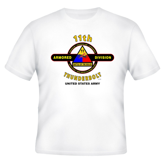 11Th Armored Division-Thunderbolt-United States Army White Shirt