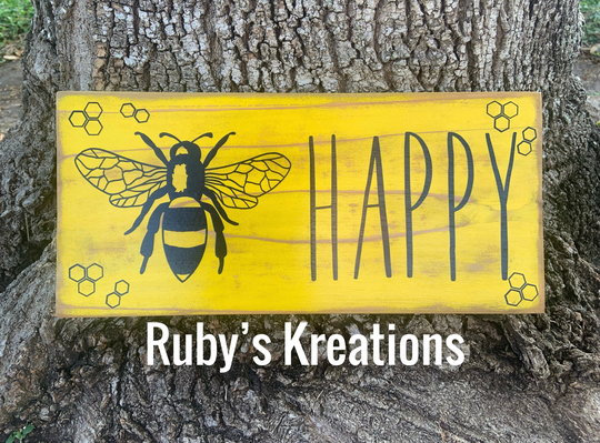 Bee Happy Sign, Bumble Wreath Rustic Attachment, Farmhouse, Wall Decor, Front Door, Home Summer, Spring