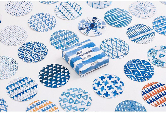 45 Pcs/Lot Stationery Diy Label Blue Impression Paper Sticker Scrapbooking