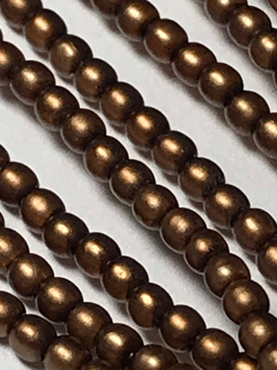 150 2mm Round Glass Pearls, Matte Antique Gold