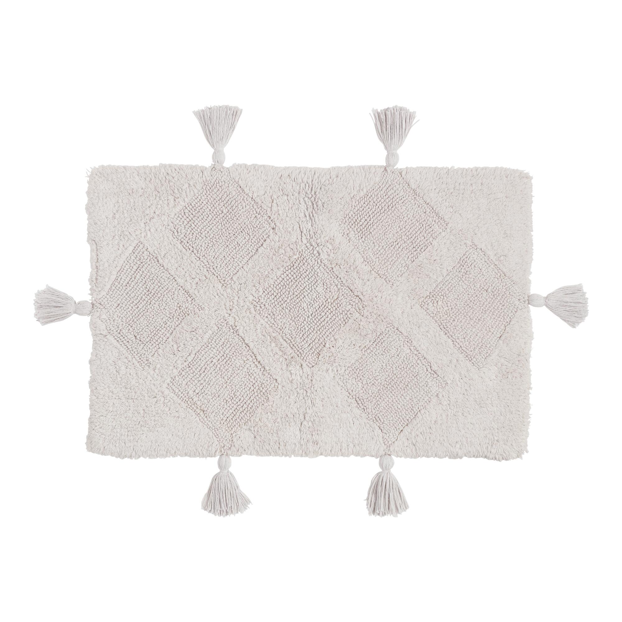 Frost Gray Tufted Diamond Bath Mat - Cotton by World Market