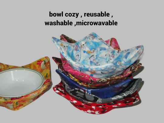 Bowl Cozy, Soup Cozy, Pot Holder, Bowl Holder, Microwavable, Reversible Bowl Cozies