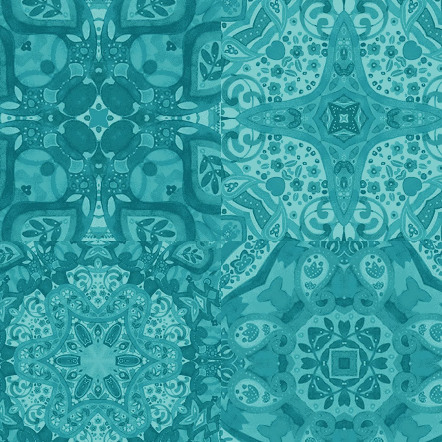 Zakaria Aqua Turquoise Tonal Tiles Blender By The Yard Y3430-102 Clothworks Cotton Quilt Fabric