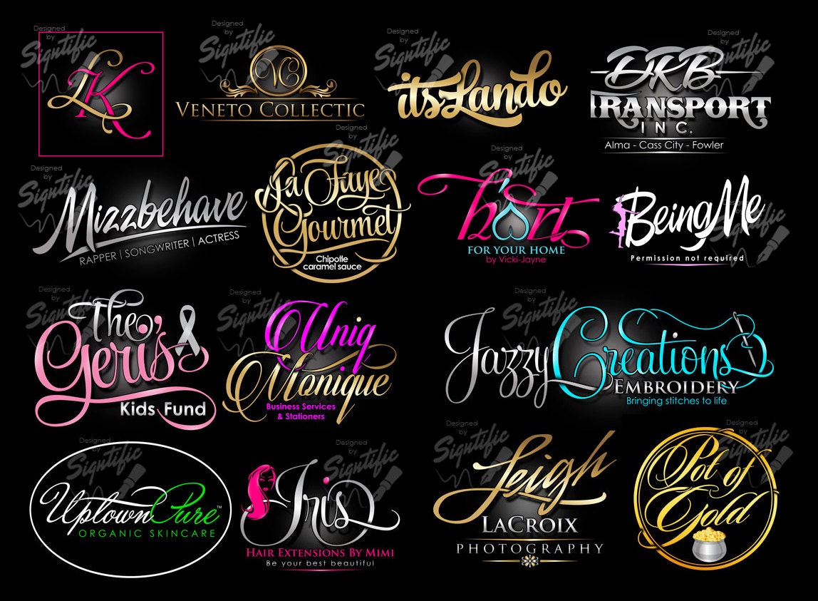 Custom Logo Design, Salon Logo, Label Business Branding, Package, Watermark, Photography Name Signature Colour