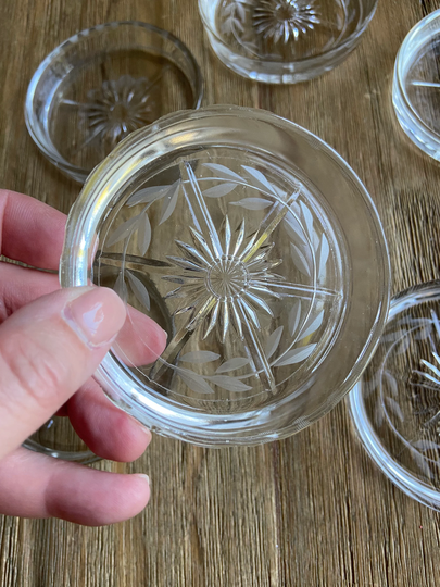 Vintage Etched Glass Coasters | 6
