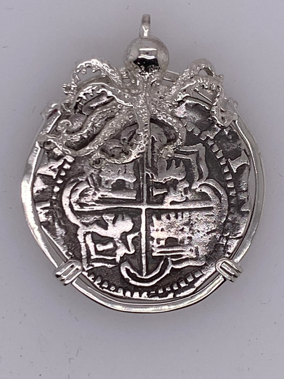 Atocha Coin Octopus Pendant Sterling Silver Nautical Sunken Treasure Shipwreck Jewelry