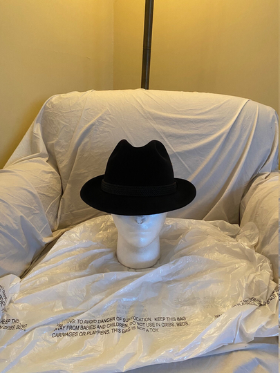Vintage Classically Cool Bailey-Bollman Genuine Velour Of Imported Furs Fedora Black Size 7 1/2 | 60cm