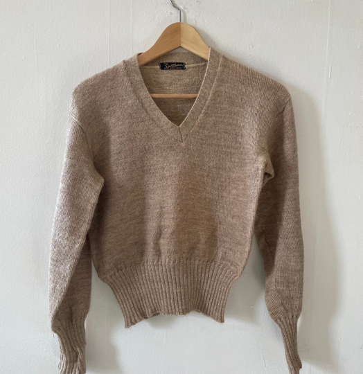 Vintage 1950S "Knit To Fit" Mohair Blend Cropped Pullover Jumper Size S/M