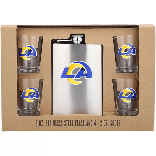 Los Angeles Rams 8oz. Stainless Steel Flask & 2oz. Shot Glass Set, LAR Team