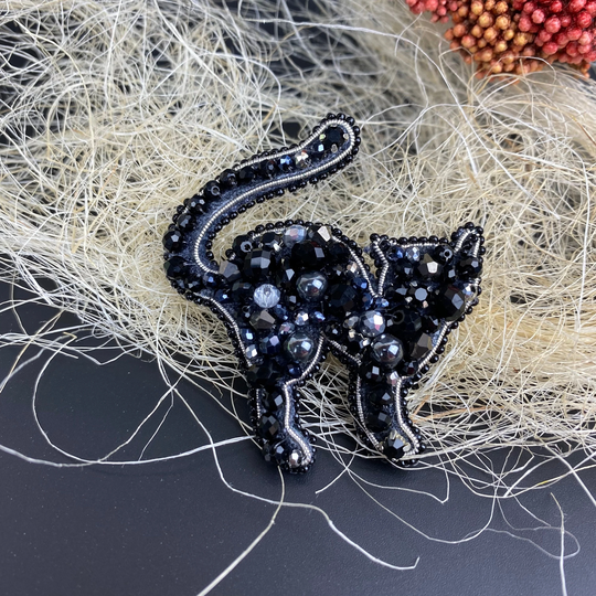 Brooch Cat, Gothic Brooch, Halloween Black Cat