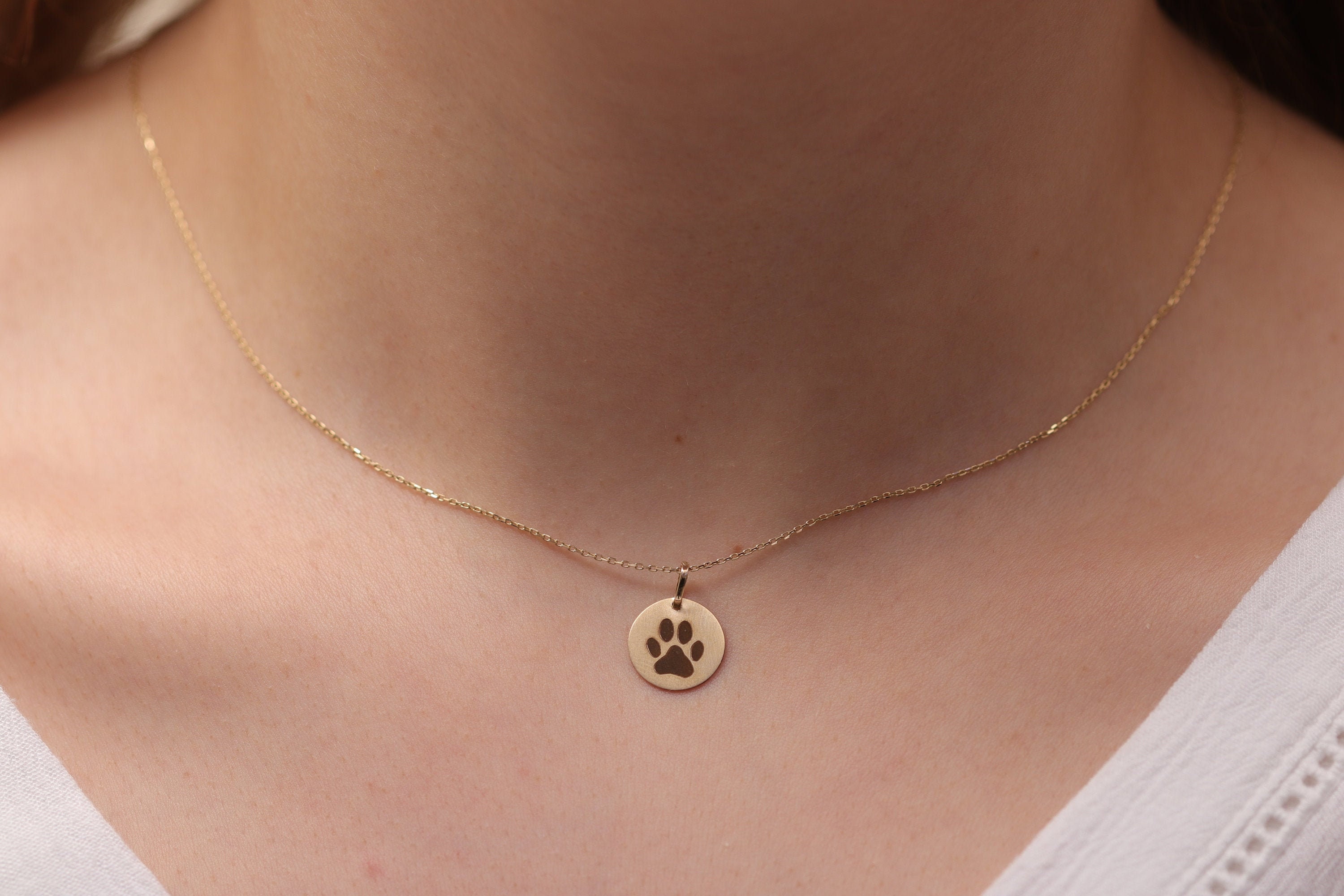 14K 18K Gold Disc Necklace/Handmade Engraved Available in Gold, Rose White