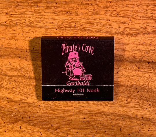 Vintage Matchbook, Pirates Cove, Seafood Restaurant, Garibaldi, Oregon, with 30 Match Sticks, Free Ship in Usa