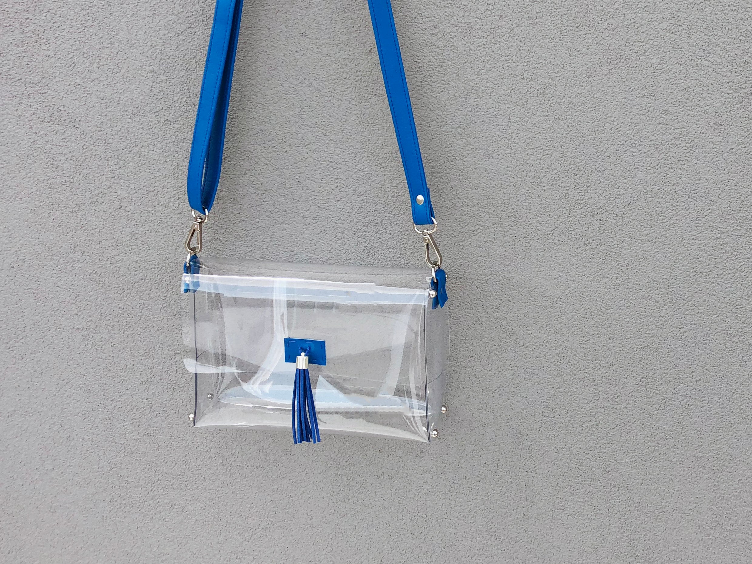Clearlee Blue // Clear Crossbody Bag Purse Stadium Handbag Game Day Kentucky, La Rams, Uf Gators, Nfl Policy