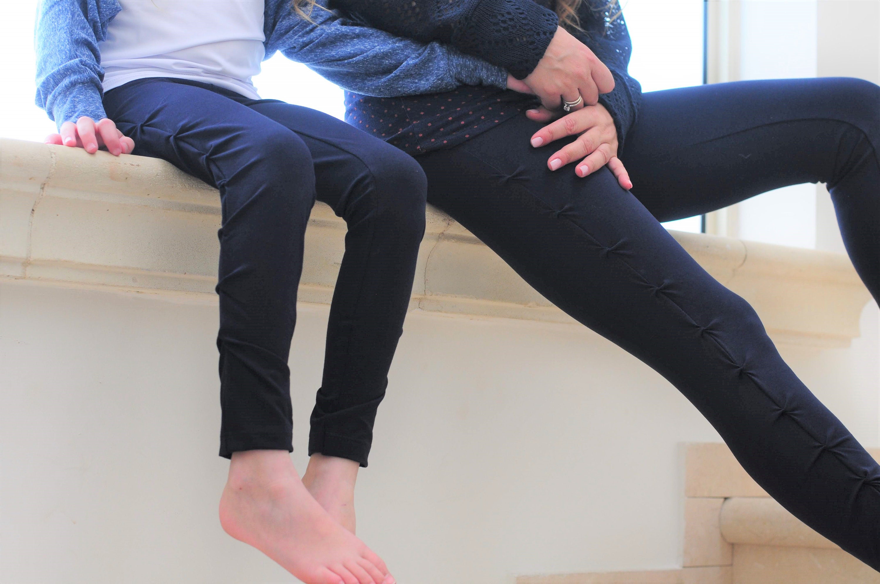 Mommy & Me Outfits, Mother Daughter Clothing, Leggings, Blue Leggings, Kids Girls Cotton Leggings