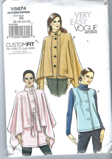 Uncut Vogue Sewing Pattern 8674 Misses Jacket & Belt Size 8-10-12-14 Ff