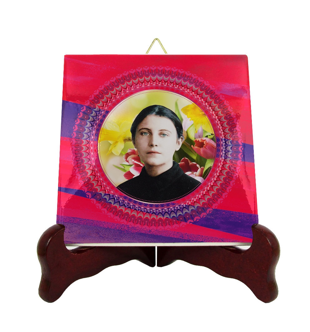 St Gemma Galgani Icon On Ceramic Tile - Catholic Saints Serie Patron Saint Of Students, Pharmacists Saint