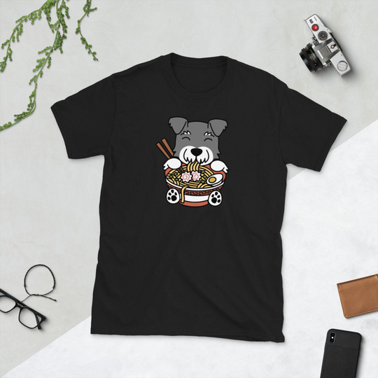 Ramen Noodles Schnauzer T-Shirt, Miniature Dog Shirt, Funny Gift