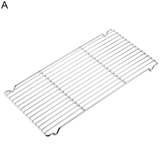 Stainless Steel BBQ Grill Mat Mesh Oven Net Kebab Barbecue Rack Baking Tray - a