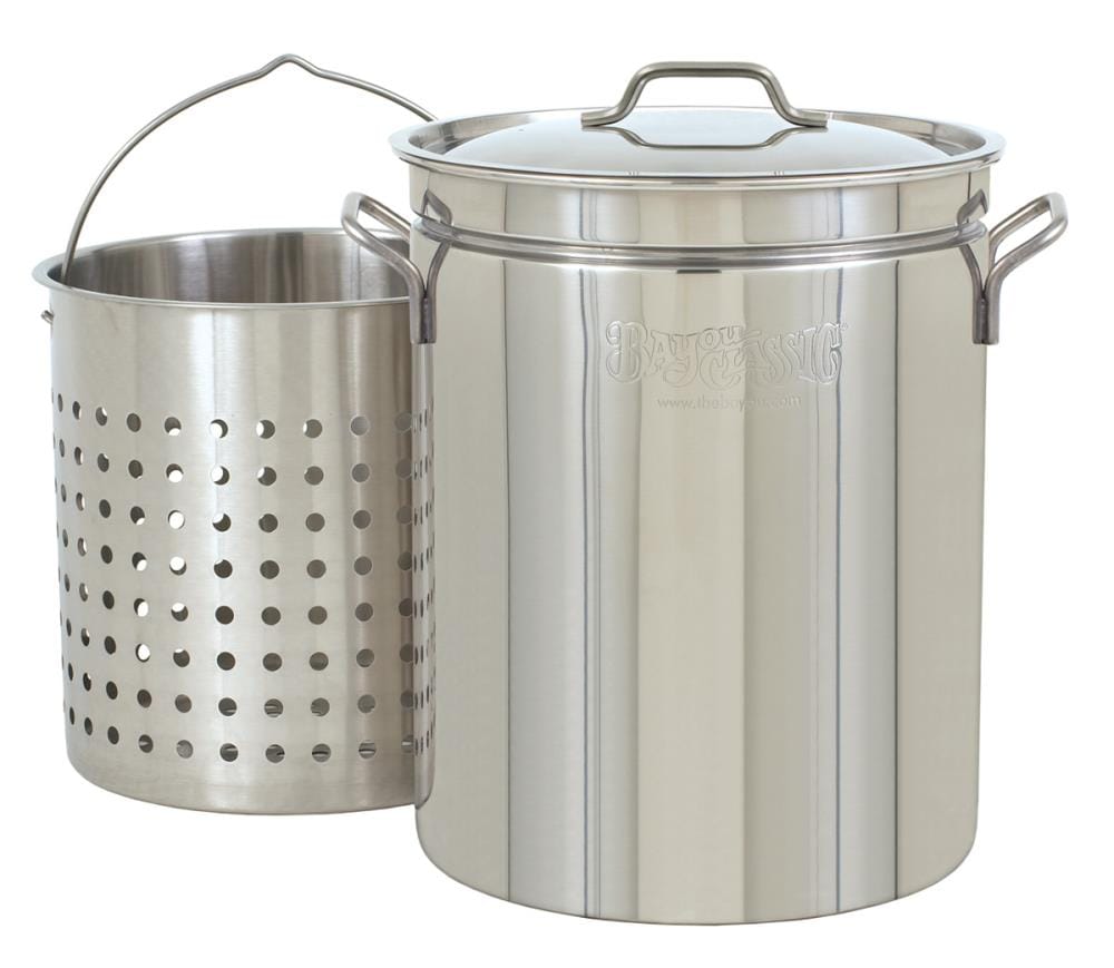 Bayou Classic 62-Quart Stainless Steel Stock Pot Lid(s) Basket(s) Included | 1160