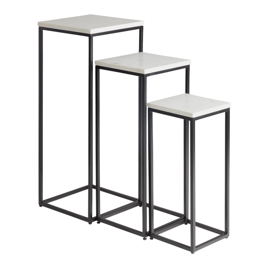 Square Marble Top Pedestal Milan Nesting Tables 3 Piece Set by World Market
