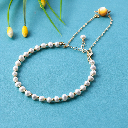 Baroque Pearl Bracelet For Women Freshwater Cultured Gold Filled Bohemia Stretch Mother Girls Gift