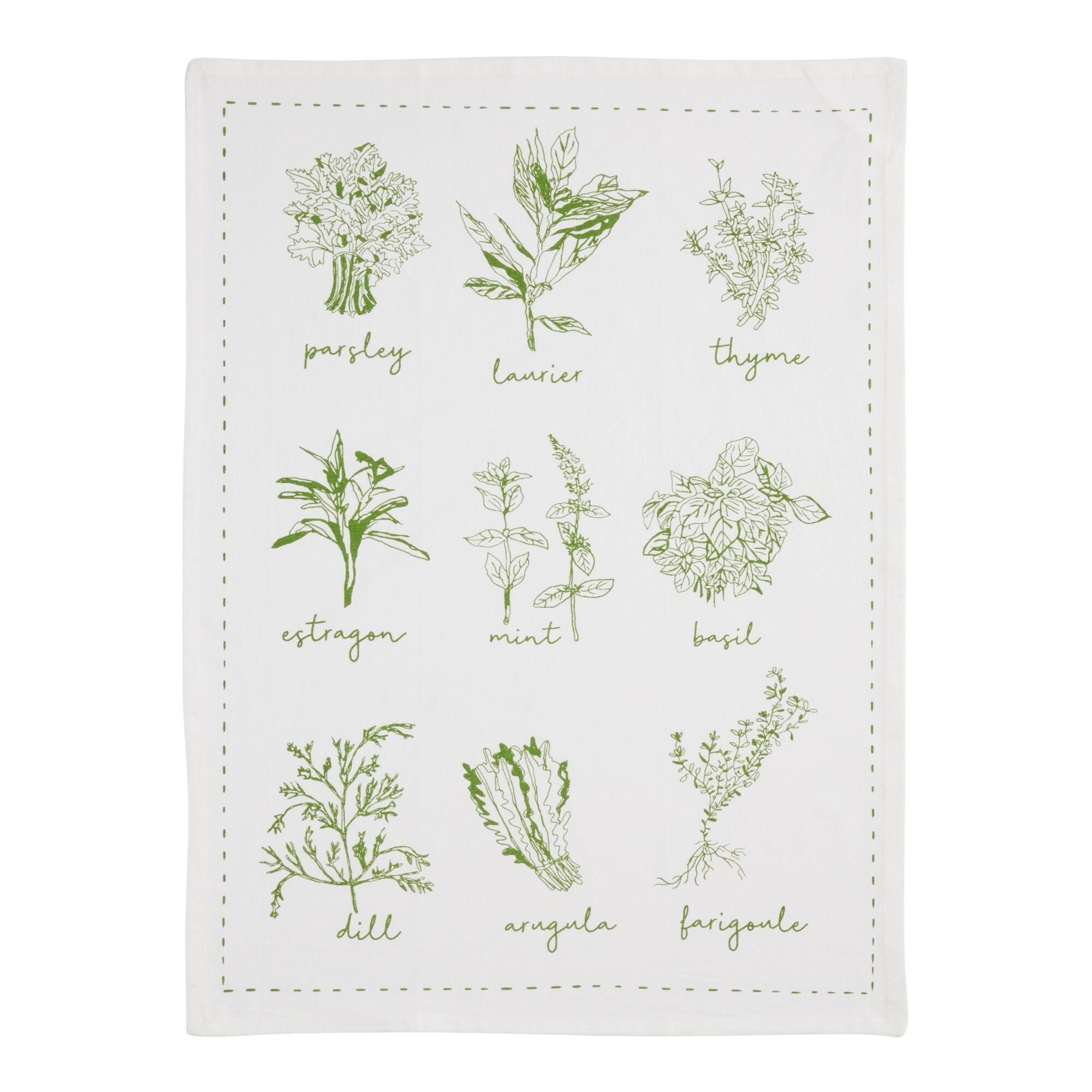 Edible Greenery Flour Sack Kitchen Towel - Cotton - Small by World Market