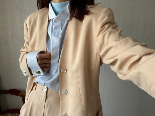 Vintage Wool Blend High Waisted Pant Suit/ Tall M - L