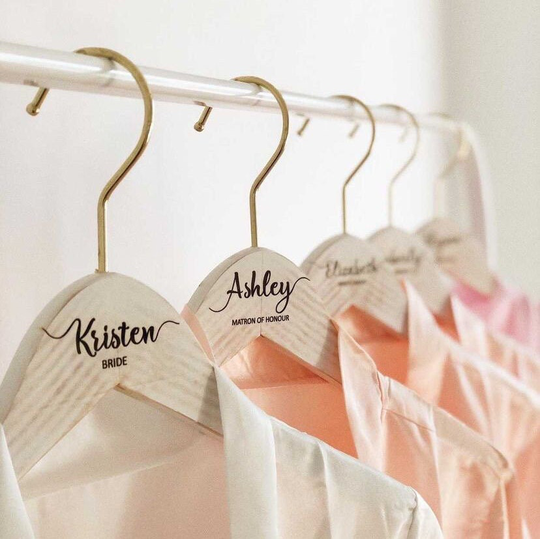 Bridal Dress Hanger, Personalized Boho Bridesmaid Gift, Mrs Wedding Engraved Custom Bride Hanger